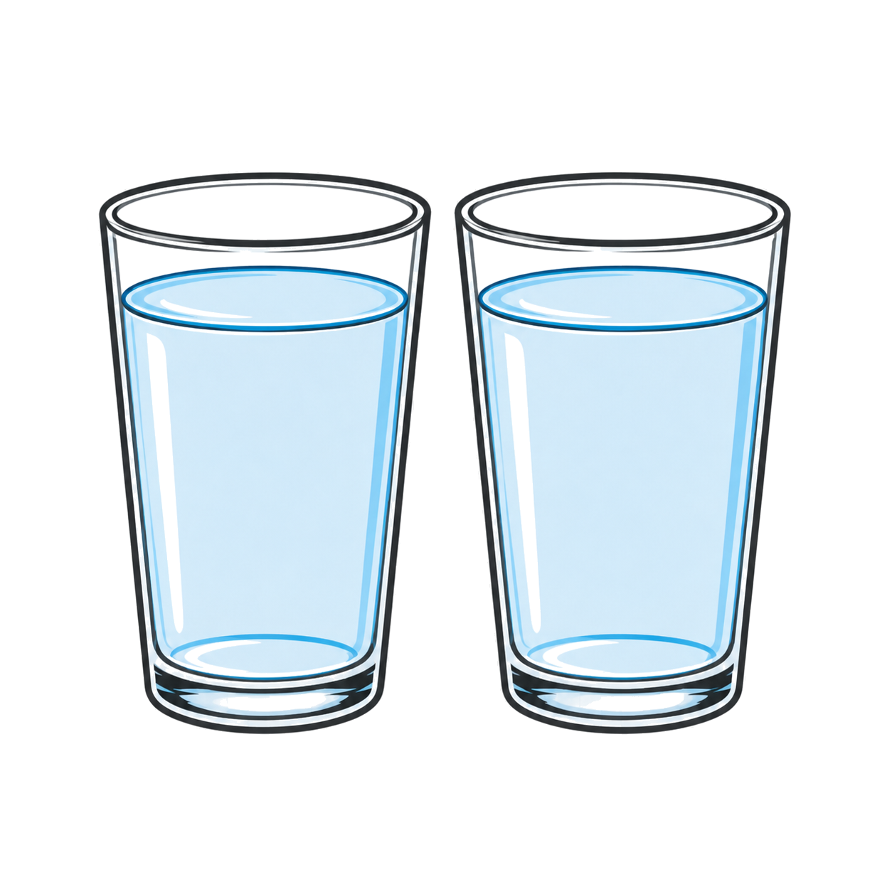 Two full glasses of water.